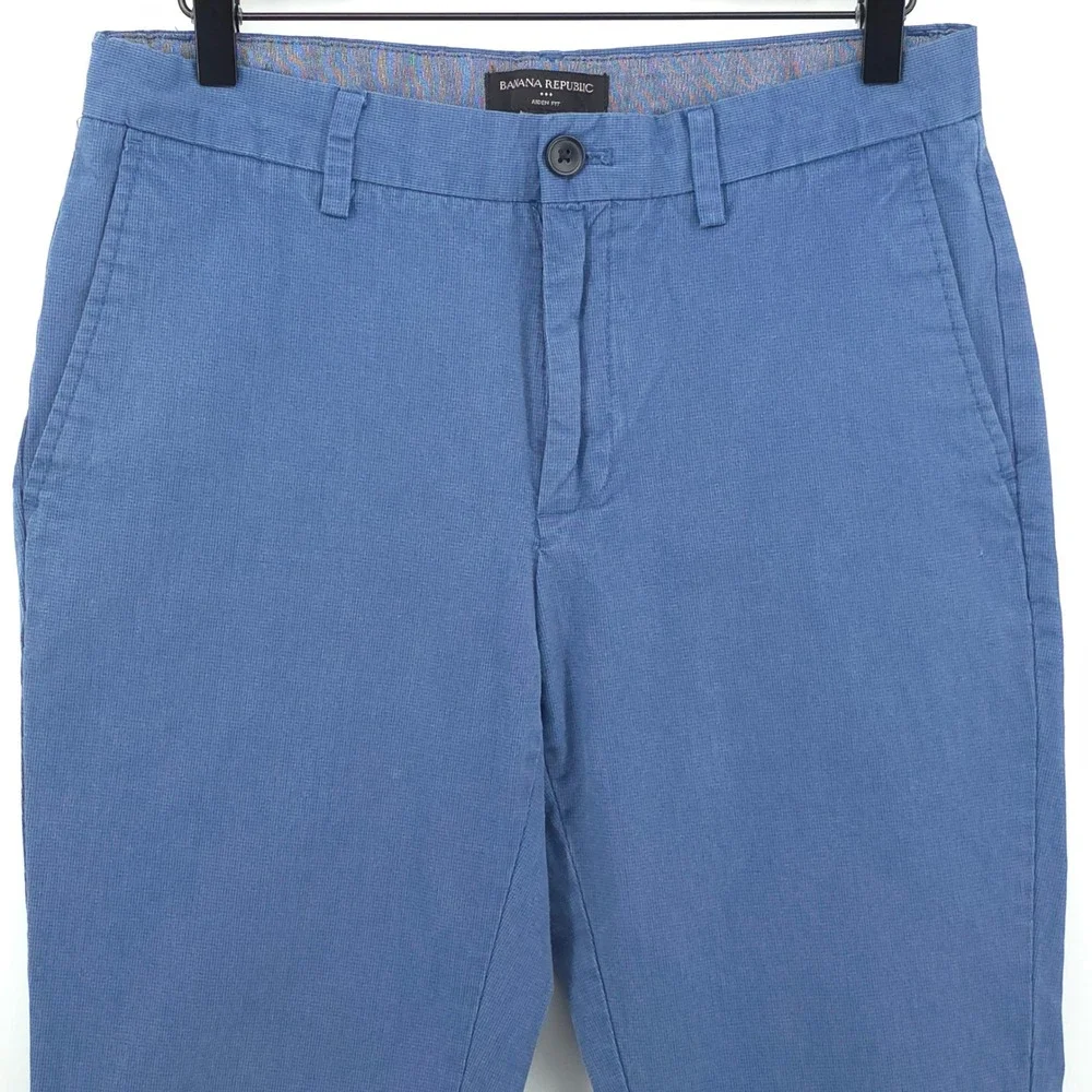 Banana Republic Mens Chino Pants Aiden Fit 30x30 Blue Textured Slim Cotton